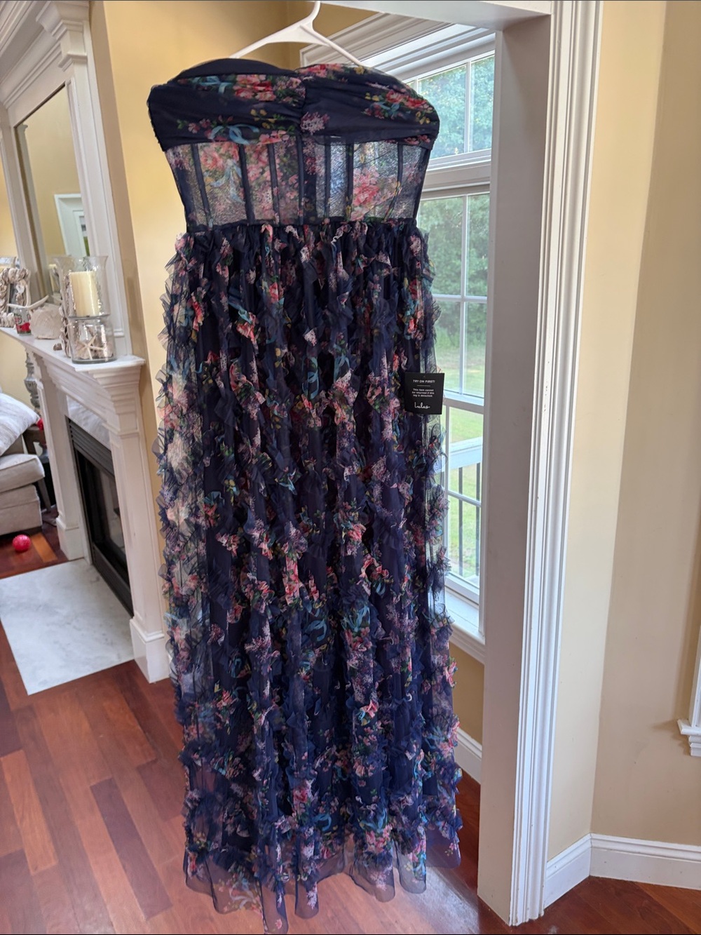 Lulu's Navy Floral Ruffle Maxi DRESS - Picture 5 of 5